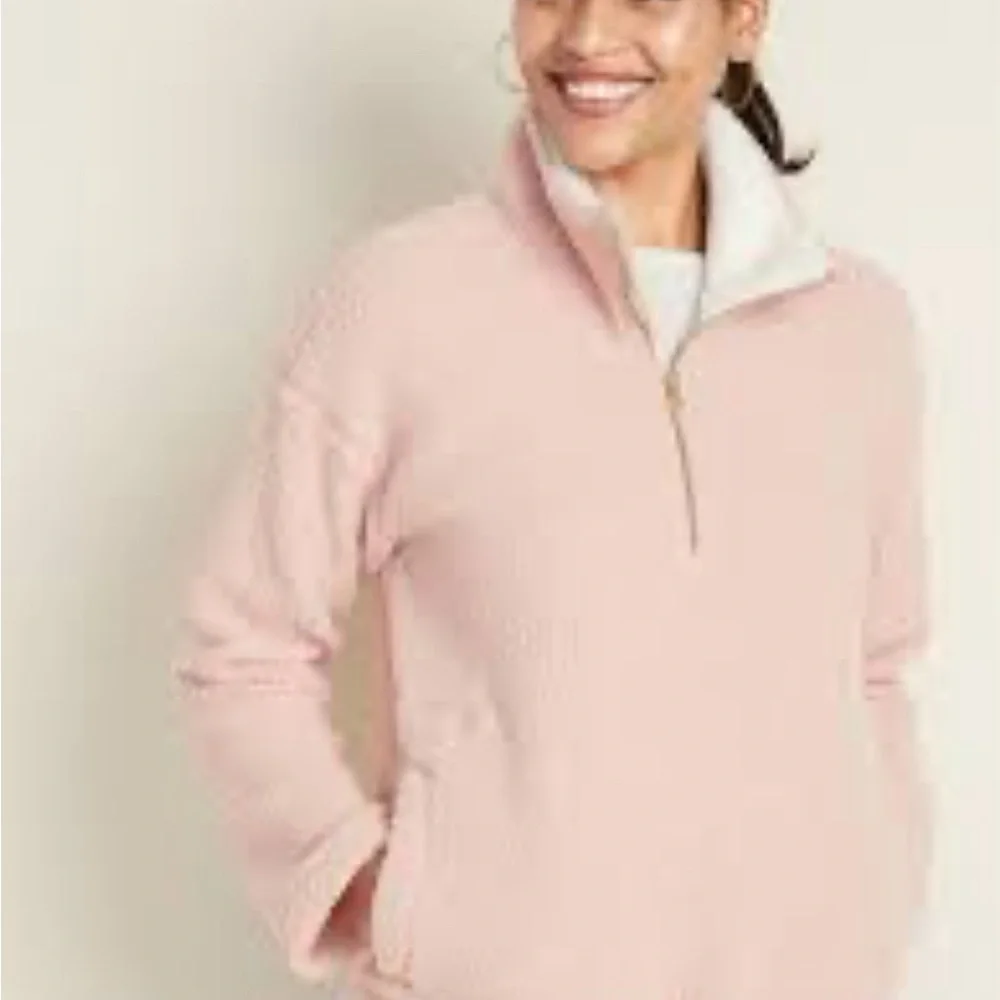 🔴 OLD NAVY OVERSIZED PINK PLUSH SHERPA WITH POCKETS SIZE LARGE